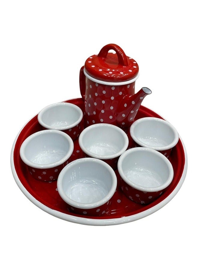 8-piece multi-colored cup set with bowl