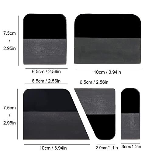 CNGZSY PPF Squeegee Kit 5 in 1 Anti-Scratch Soft TPU Scraper for Vinyl,Small Tint Squeegee Water Blade Scraper for Paint Protection Film,Vinyl Wrap Window Tint Tools (Black) - Image 2