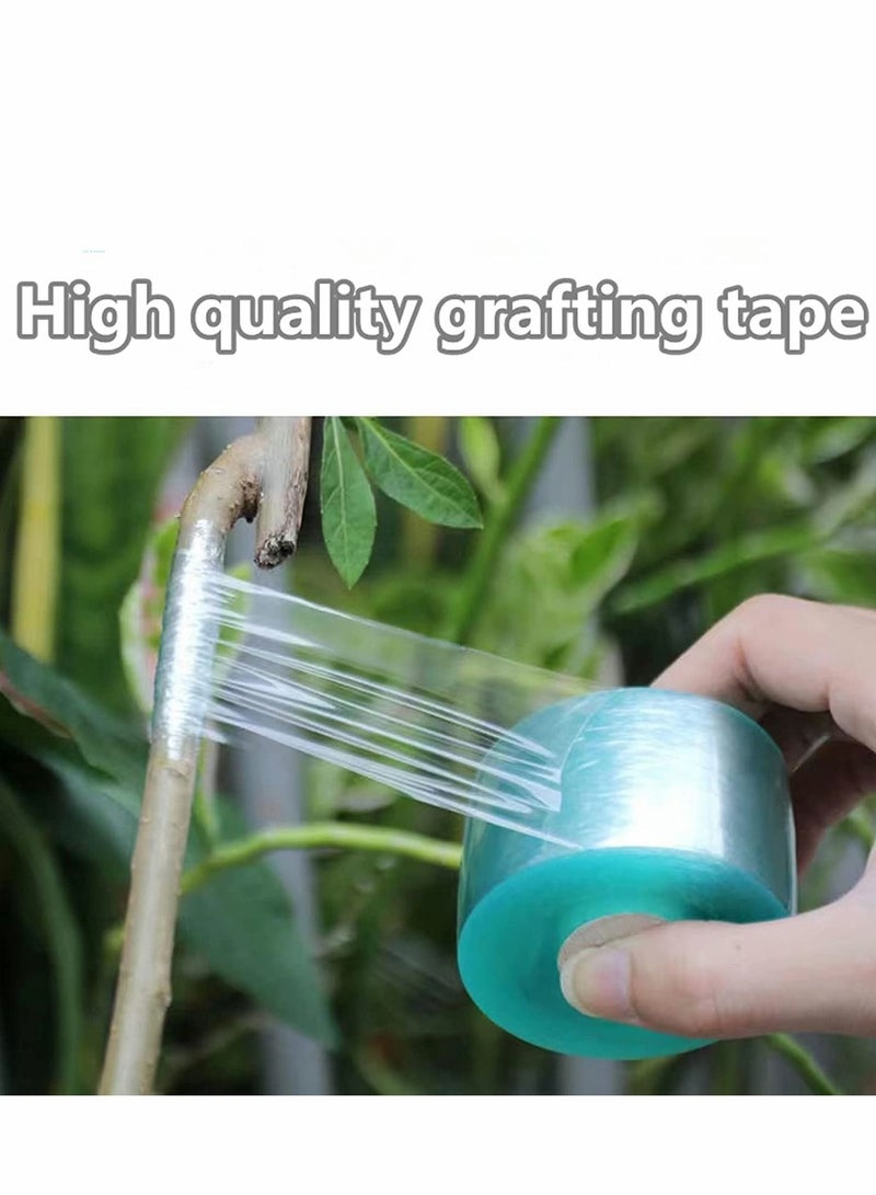 Garden Grafting Tape Plant Repair Tapes Moisture Barrier PE Stretchable Clear Film for Fruit, Floral, Tree and Plants Ploy Budding Graft Tool Nursery Tape, 4Pcs, Green