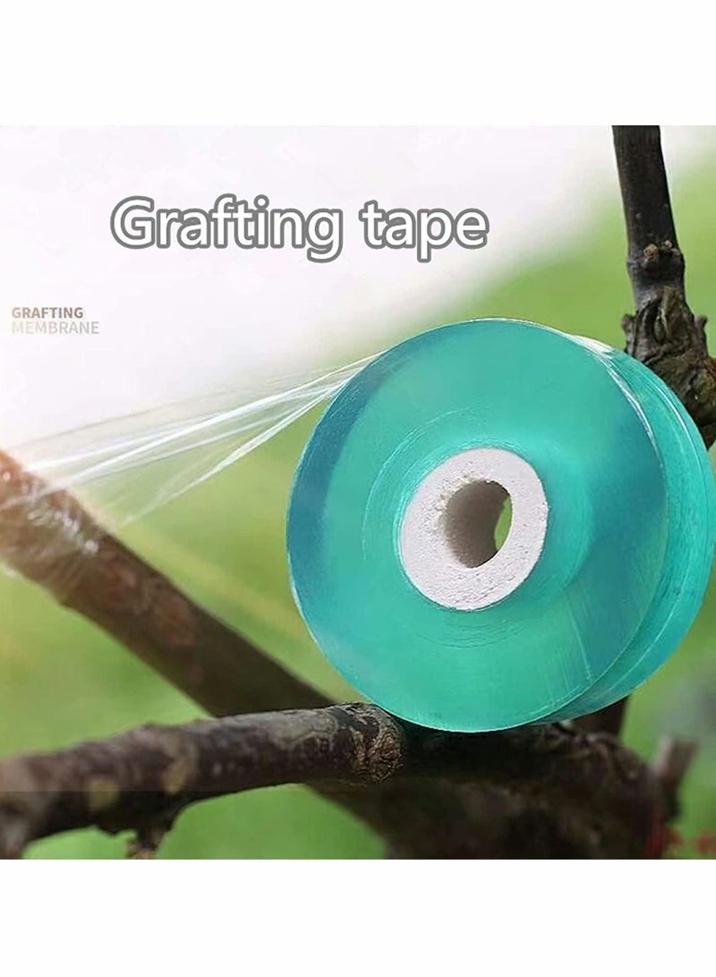 Garden Grafting Tape Plant Repair Tapes Moisture Barrier PE Stretchable Clear Film for Fruit, Floral, Tree and Plants Ploy Budding Graft Tool Nursery Tape, 4Pcs, Green