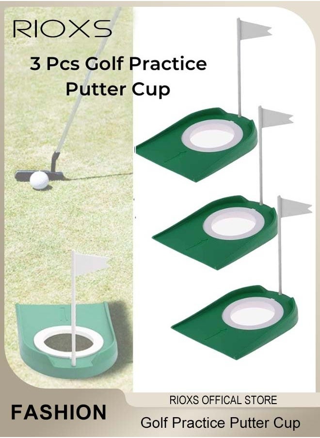 RIOXS - 3 Pcs Golf Practice Putter Cup with Flag Plastic Golf Hole Training Aids Home Office Indoor Outdoor - Image 1