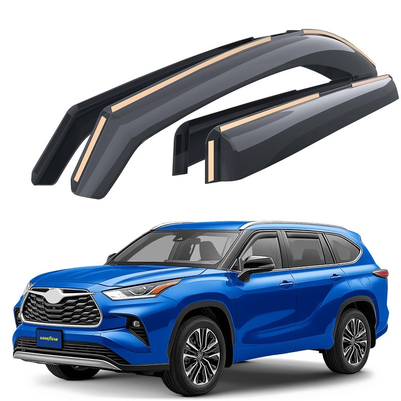 Goodyear Shatterproof inChannel Window Deflectors for Toyota Highlander 20202025 Rain Guards Window Visors for Cars Vent Deflector Car Accessories 4 pcs GY003460LP