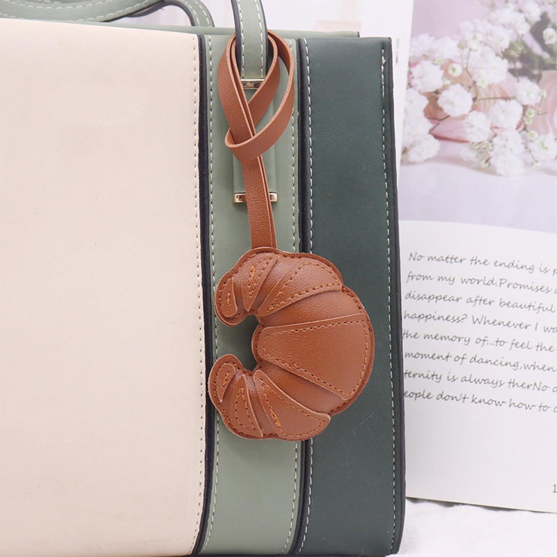 Creative Croissants Leather Keychain Coffee Charm Decorative Charm Accessory For Home Car Office - Image 3