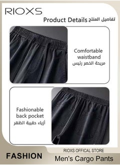 RIOXS Cargo Pants For Men,Men's Casual Athletic Pants,Joggers Sweatpants,Drawstring Elastic Waist Pants With 4 Pockets,Wide Leg Loose Jogger Gym Trousers,Gift For Dad Brother Boyfriend  - Image 5