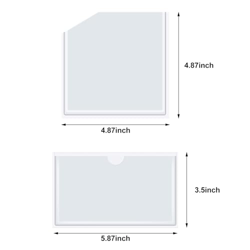 Junkin 20 Pcs Adhesive Pockets for Planners Index Card Pockets Planner Accessories Folder Self Sticky Clear Ideal Holder Top Open Add Storage Space to Notebooks Journal Office School Vinyl, 2 Styles - Image 2