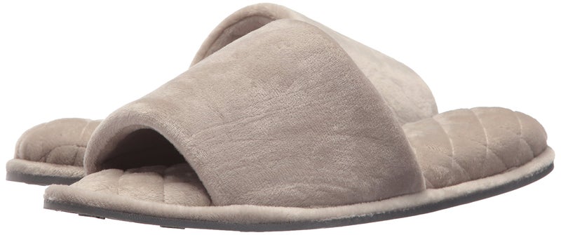 Dearfoams Women's Beatrice Velour Slide Slipper, Pewter, Medium - Image 4