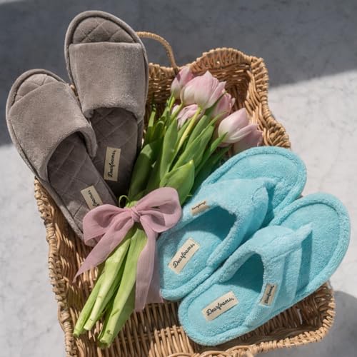 Dearfoams Women's Beatrice Velour Slide Slipper, Pewter, Medium - Image 3