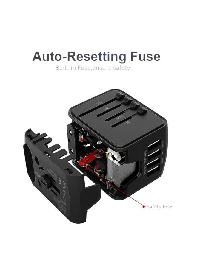 BMAX 199-04U Travel Multifunctional USB Converter 4 USB Universal Socket(Black) - Image 3