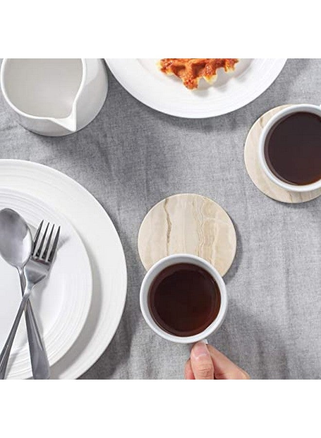 Kitwe Coasters for Coffee Table, Coasters for Drinks Absorbent, Drink Coasters, Housewarming Gift, Home Decor, Set of 6, Farmhouse Coaster Set with Holder, 4 Inches, Sandstone Style - Image 3