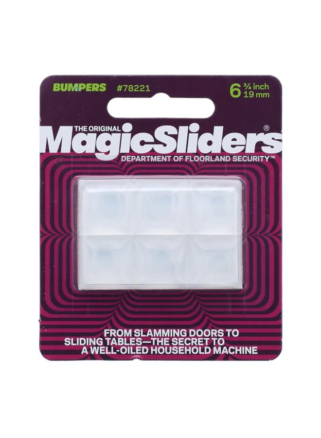 Magic Sliders 6-Piece Self Adhesive Hi-Profile Square Bumpers Clear 3/4inch - Image 1