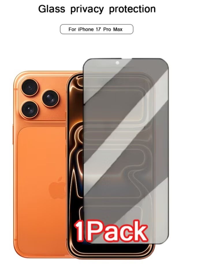 إيف لهاتف iPhone 17 Pro Max (2025) واقي شاشة كامل من الزجاج المقوى 9H مضاد للتجسس وخصوصية - [عبوة واحدة] - Image 2
