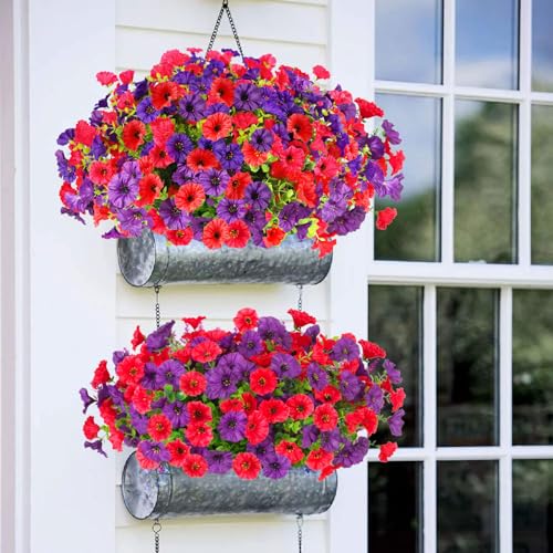 ADXORA 12 Bundles Morning Glory Artificial Flowers for Outdoor Decoration UV Resistant Fake Plastic Plants Artificial Greenery for Indoor Outdoor Garden Patio Window Box Home Decor - Image 5