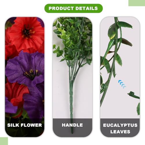 ADXORA 12 Bundles Morning Glory Artificial Flowers for Outdoor Decoration UV Resistant Fake Plastic Plants Artificial Greenery for Indoor Outdoor Garden Patio Window Box Home Decor - Image 3