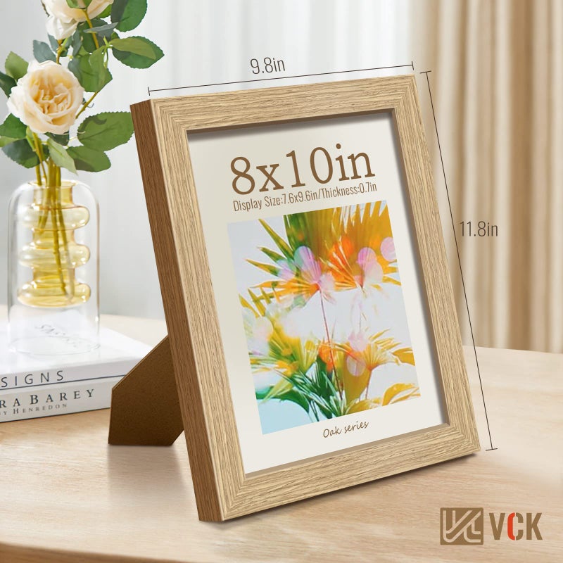 VCK 8x10 Picture Frame Set of 3 - Beige Oak  Natural Solid Wood Photo Frame  Table Display or Wall Hanging - Image 2
