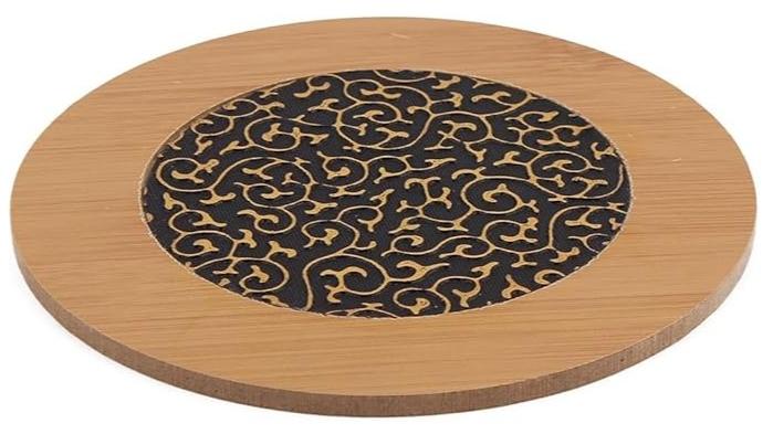 سبيس شوب طقم كوستر خشب 4 قطع مدور - Image 1