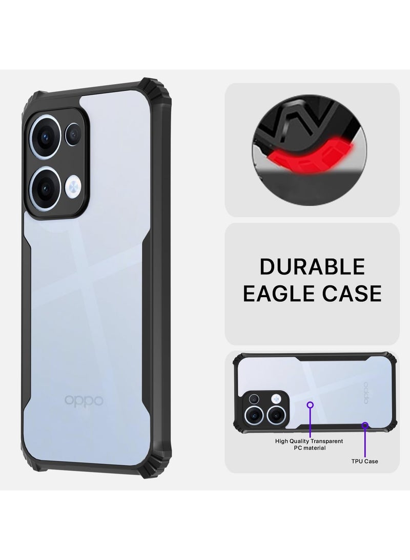 Case for Oppo Reno 13 5G Clear Cover Hard PC Back Cover with Shockproof TPU Black Border 360 Degree Impact Resistant non-Yellowing Transparent Cover For Oppo Reno 13 5G - Image 2