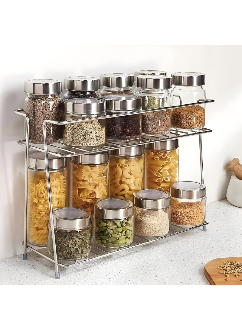 GRIDKITCHEN Spice Rack Masala Rack Set Big Spice Container Seasoning Kitchen Storage Organization Turntable Condiment Stand Revolving Spice Rack Condiment Set