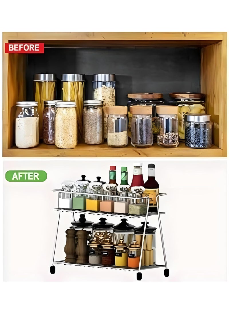GRIDKITCHEN Spice Rack Masala Rack Set Big Spice Container Seasoning Kitchen Storage Organization Turntable Condiment Stand Revolving Spice Rack Condiment Set
