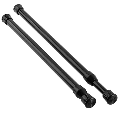 KXLIFE 2 Pack Small Spring Tension Curtain Rod 12 to 20 Inch, Thin Tension Rod No Drill for Window Cupboard Closet, Black - Image 1