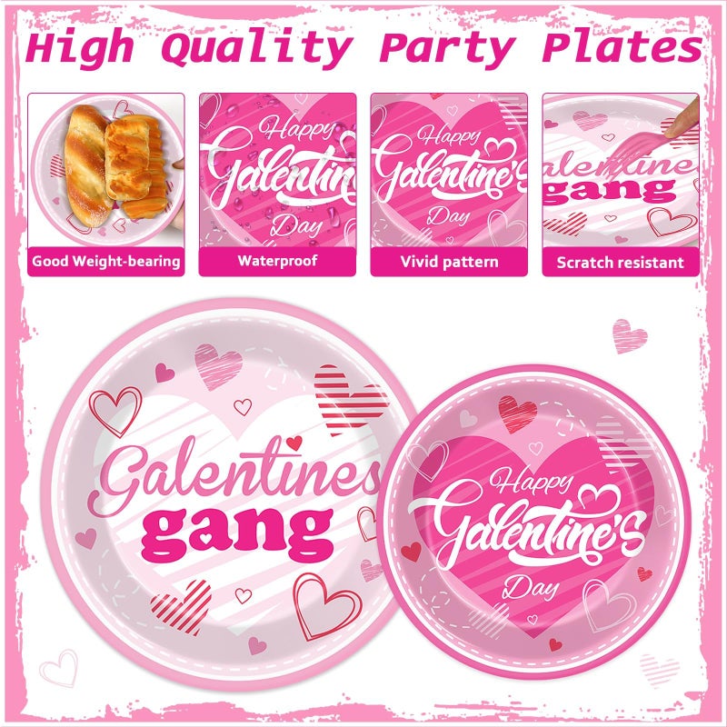 Wiooffen 96 Pcs Galentine's Day Party Plates Napkins Tableware Set Galentines Supplies Disposable Dinnerware Galentines Day Decoration Favors for Valentine, 24 Guests - Image 3