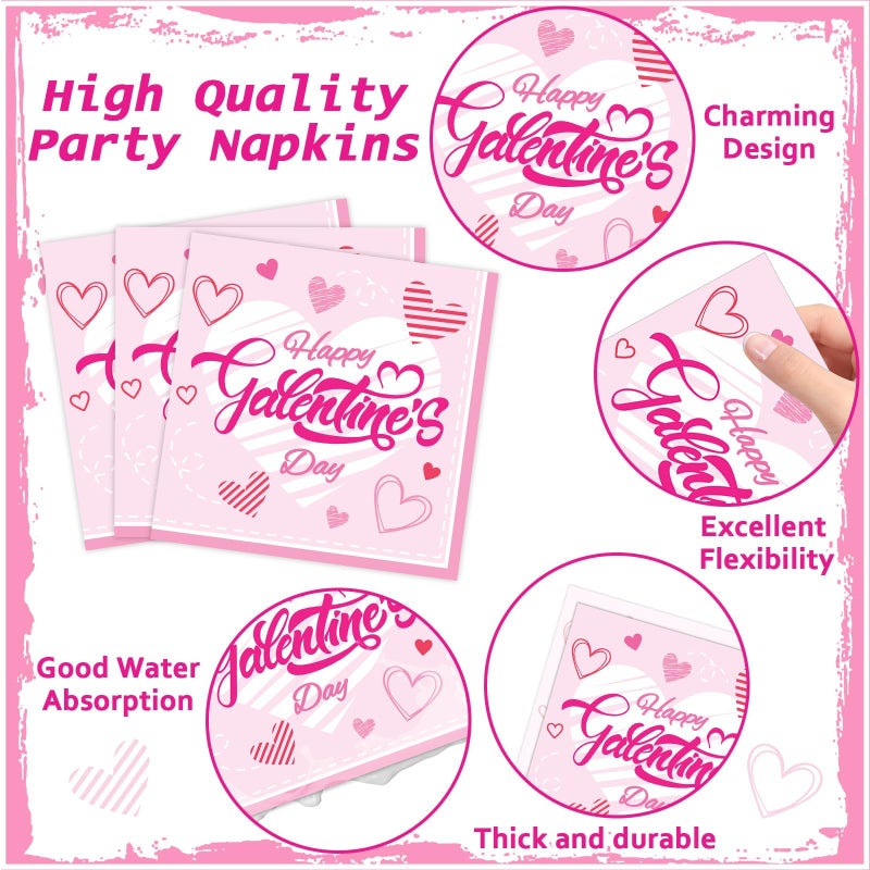 Wiooffen 96 Pcs Galentine's Day Party Plates Napkins Tableware Set Galentines Supplies Disposable Dinnerware Galentines Day Decoration Favors for Valentine, 24 Guests - Image 4