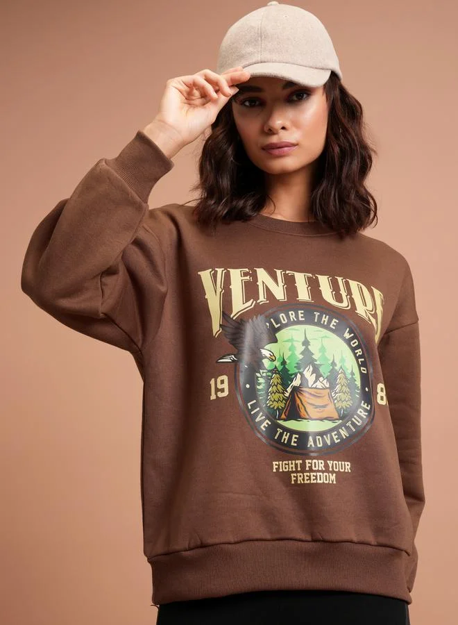 Tokyo Talkies Graphic Print Oversized Sweatshirt by Styli