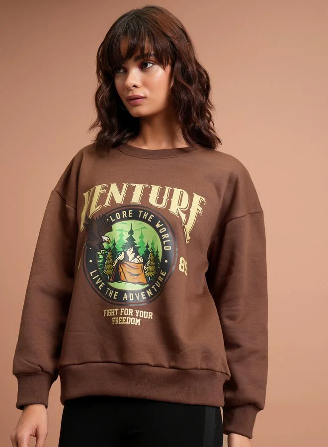 Tokyo Talkies Graphic Print Oversized Sweatshirt by Styli
