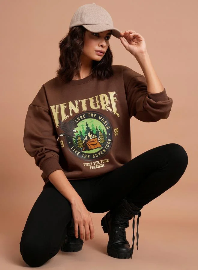 Tokyo Talkies Graphic Print Oversized Sweatshirt by Styli