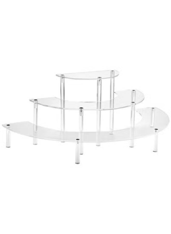 fantasize Acrylic Display Riser - 3 Tier Clear Cupcake Stand, Perfume Organizer, Half Moon Dessert Stand, Shelf for Food, Amiibo Funko POP Figure Display - Image 1