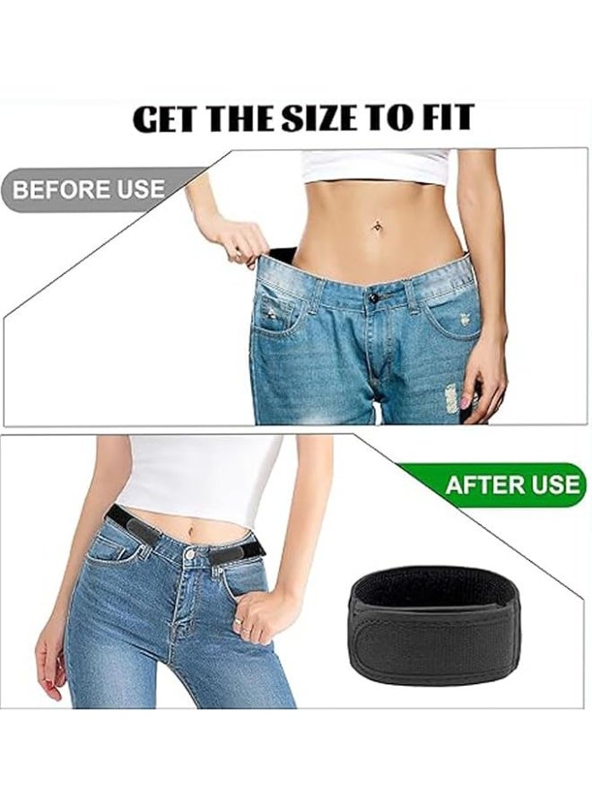 JCD 2-piece set of men's and women's buckle free waistbands - adjustable elastic waistband, invisible buckle free waistband solution - invisible buckle free leisure, work, sports, and travel waistband (black) - Image 3