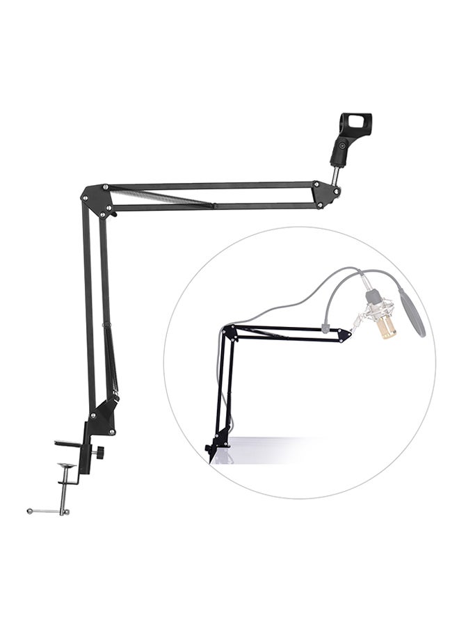 Adjustable Microphone Stand Black White aluminum base - Image 5