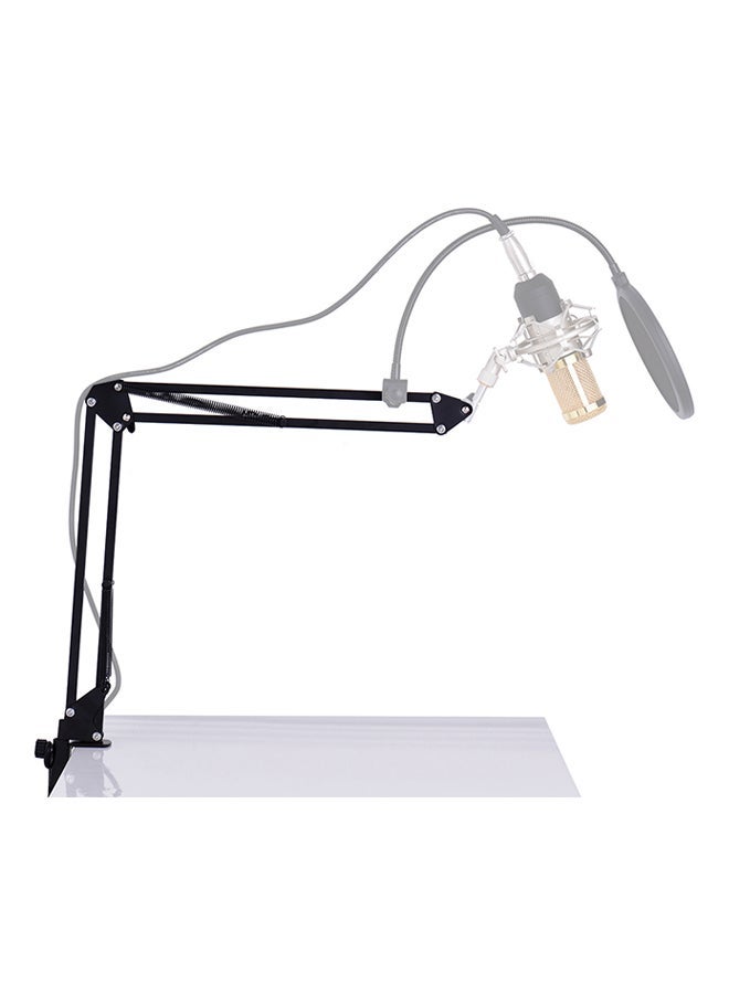 Adjustable Microphone Stand Black White aluminum base - Image 2