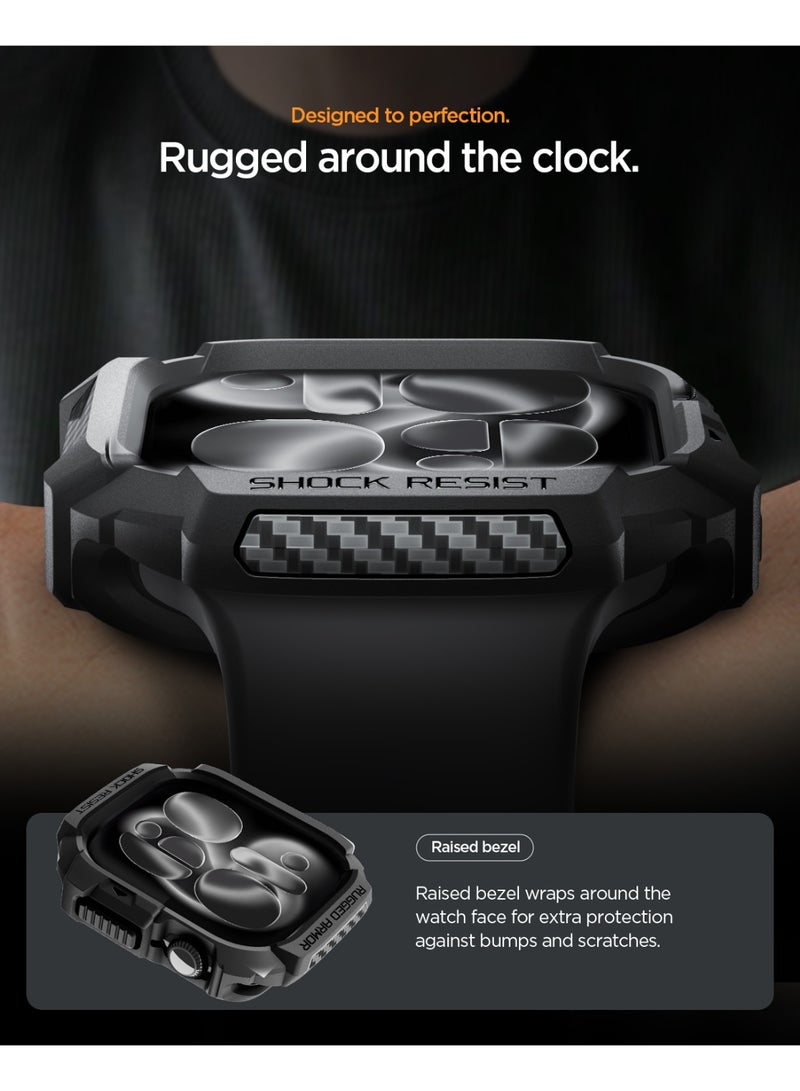 Spigen Rugged Armor 2 Apple Watch Series 11/10 (42mm) Case Cover Durable Protective TPU Flexible Shock Proof Mil Grade Bumper - Matte Black - Image 5