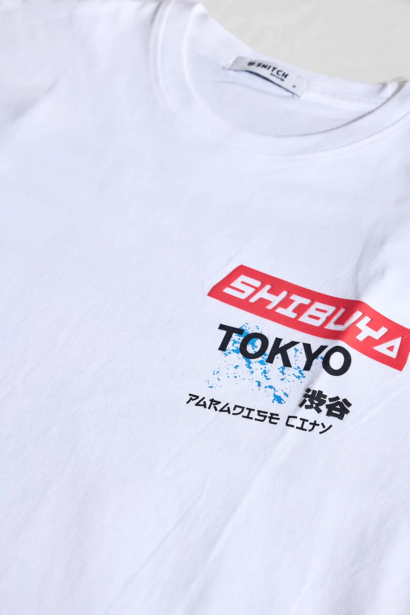 SNITCH Shibuya White Oversized Fit T-Shirt