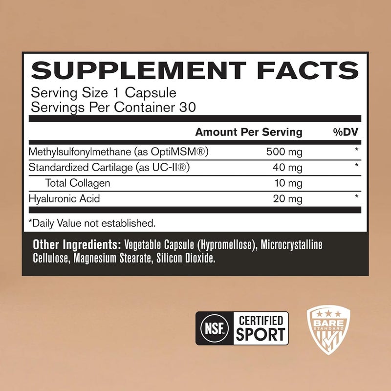 BARE PERFORMANCE NUTRITION BPN Strong Joints Joint Support Capsules UCll Joint Comfort Mobility and Flexibility - Image 2