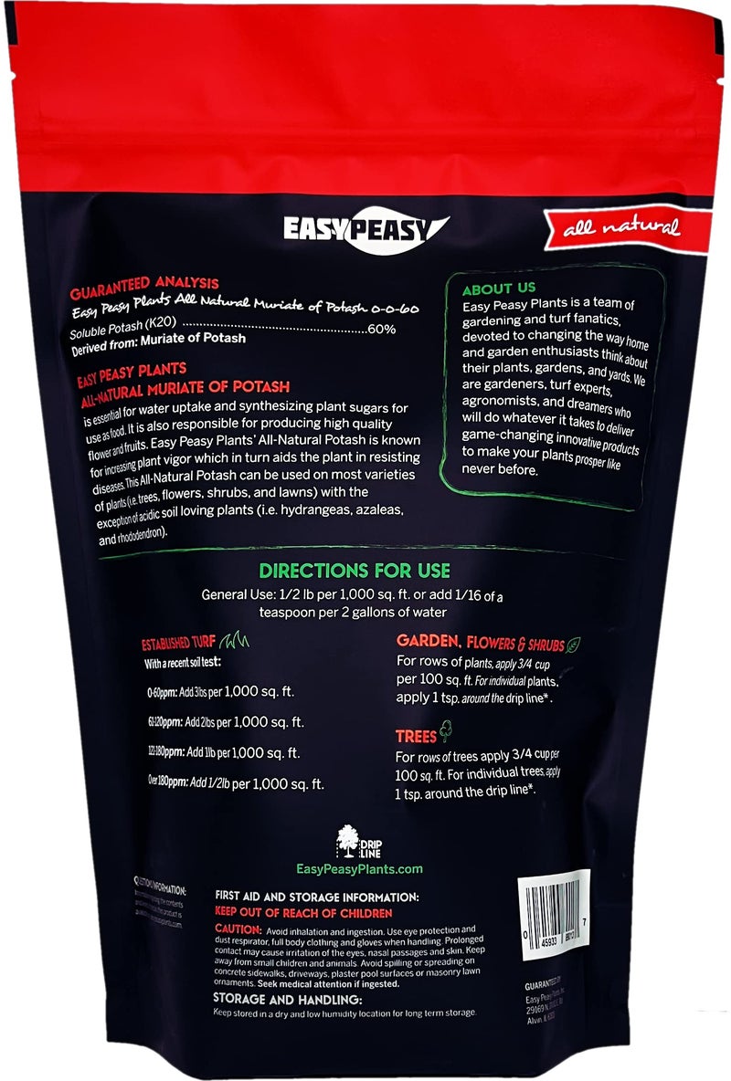 Easy Peasy All- Natural Muriate of Potash | Potassium Fertilizer with 0-0-60 Analysis Plant Food for All Indoor and Outdoor Plants Nutrient Yards in GRANULAR Form - Image 2