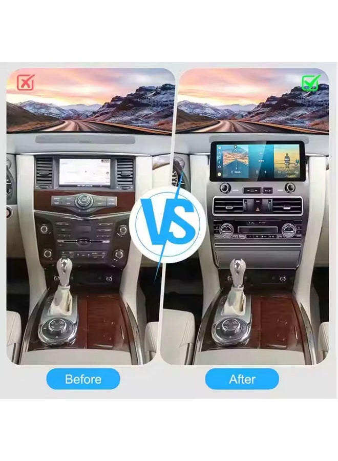 رايموس شاشة Raymos مقاس 12.3 بوصة تدعم نظام الملاحة GPS بنظام Android لنيسان باترول 2012-2020 مع Apple Carplay Android Auto مع واجهة سريعة تتضمن 4G WiFi USB QLED (1280x720) - Image 3
