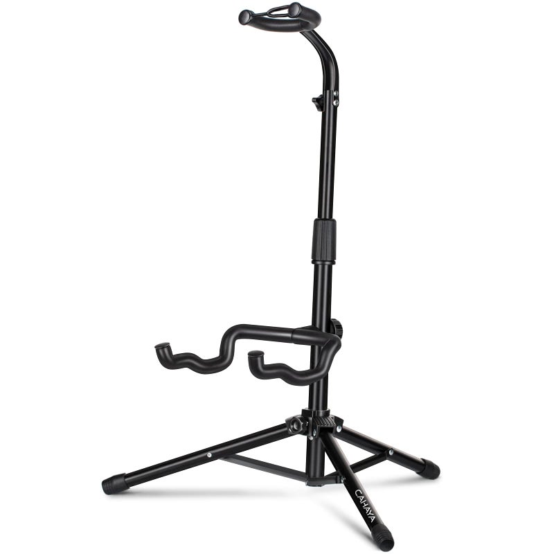 CAHAYA Guitar Stand Floor  Folding Universal Guitar Holder for Acoustic Electric Guitars Bass Guitar Adjust Height from 307 to 37 In Folding Tripod Guitar Stands with Neck Holder