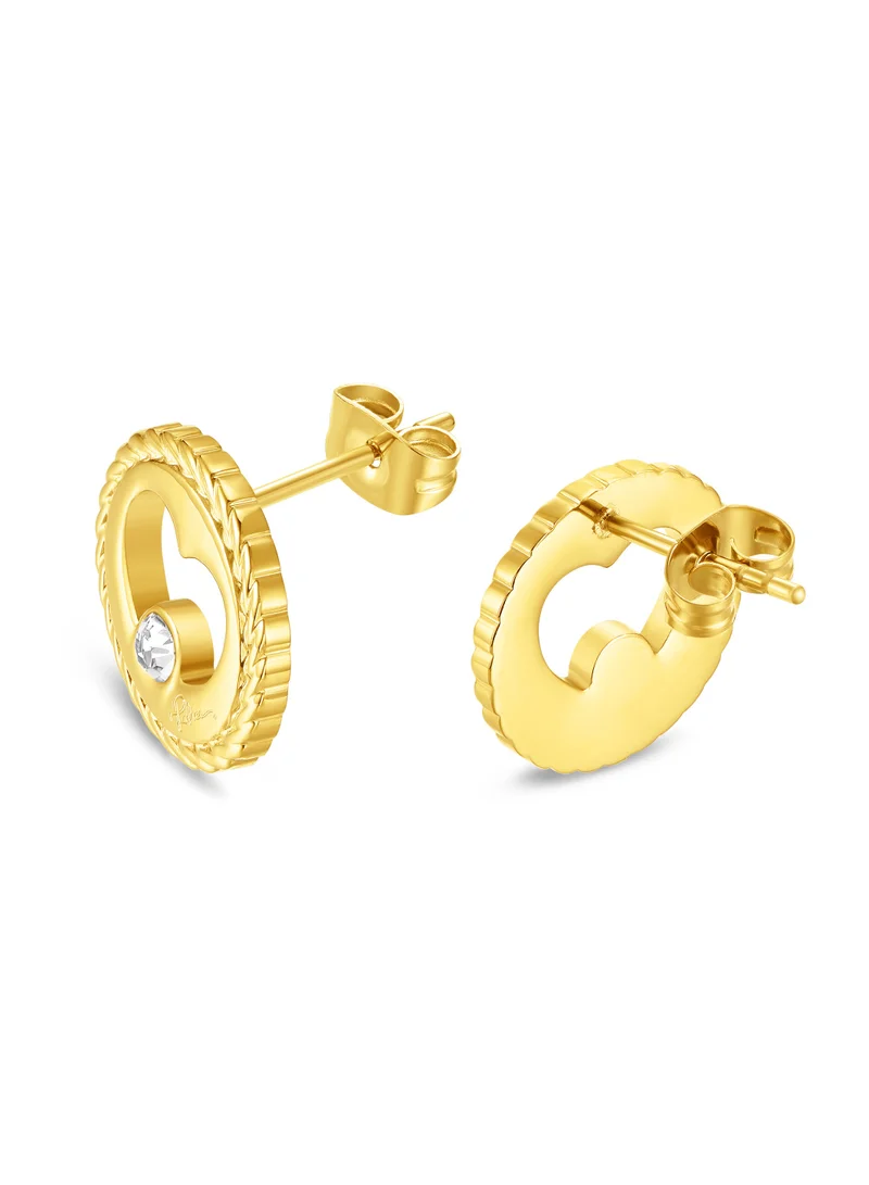 POLICE Amour Gold Plated Ladies Earrings With Crystals 15MMPEJLE0002901