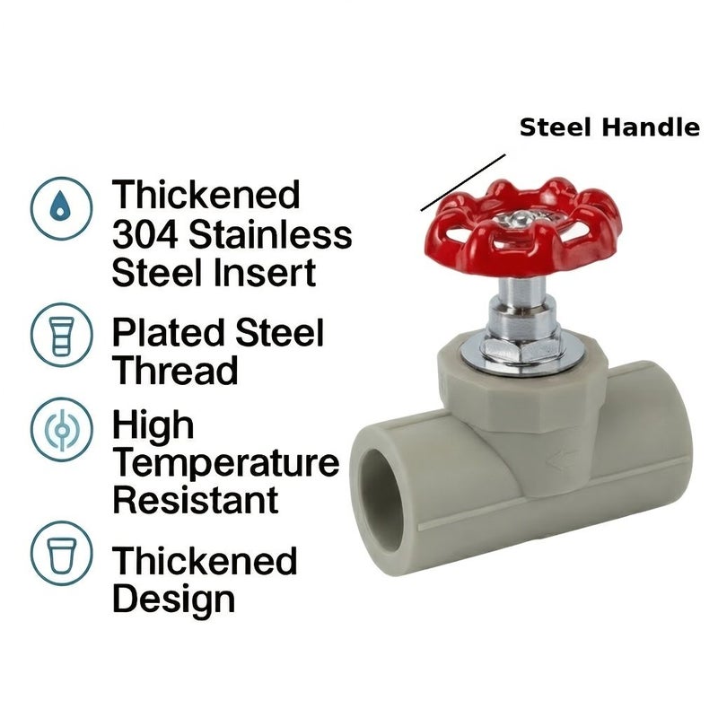PPR Globe Valve With 304 Stainless Steel Stem For Water Pipes 20mm - Image 4
