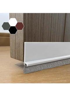 Door Sweep for Bottom of Door, Integrated Design with Brush, Self Adhesive Under Door Draft Stopper, Door Seal Dust/Noise/Hot or Cold Air Insulation (White)