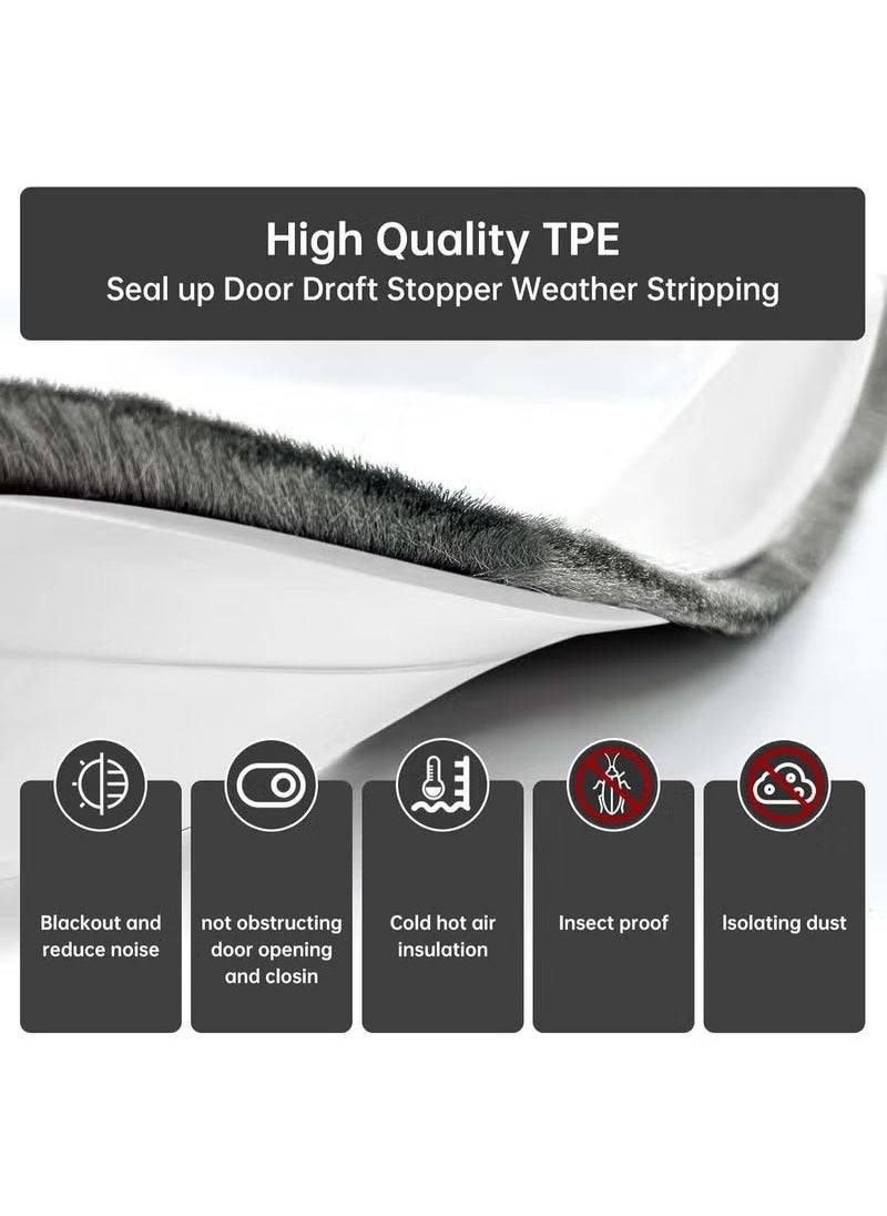 Arabest - Door Sweep for Bottom of Door, Integrated Design with Brush, Self Adhesive Under Door Draft Stopper, Door Seal Dust/Noise/Hot or Cold Air Insulation (White) - Image 1