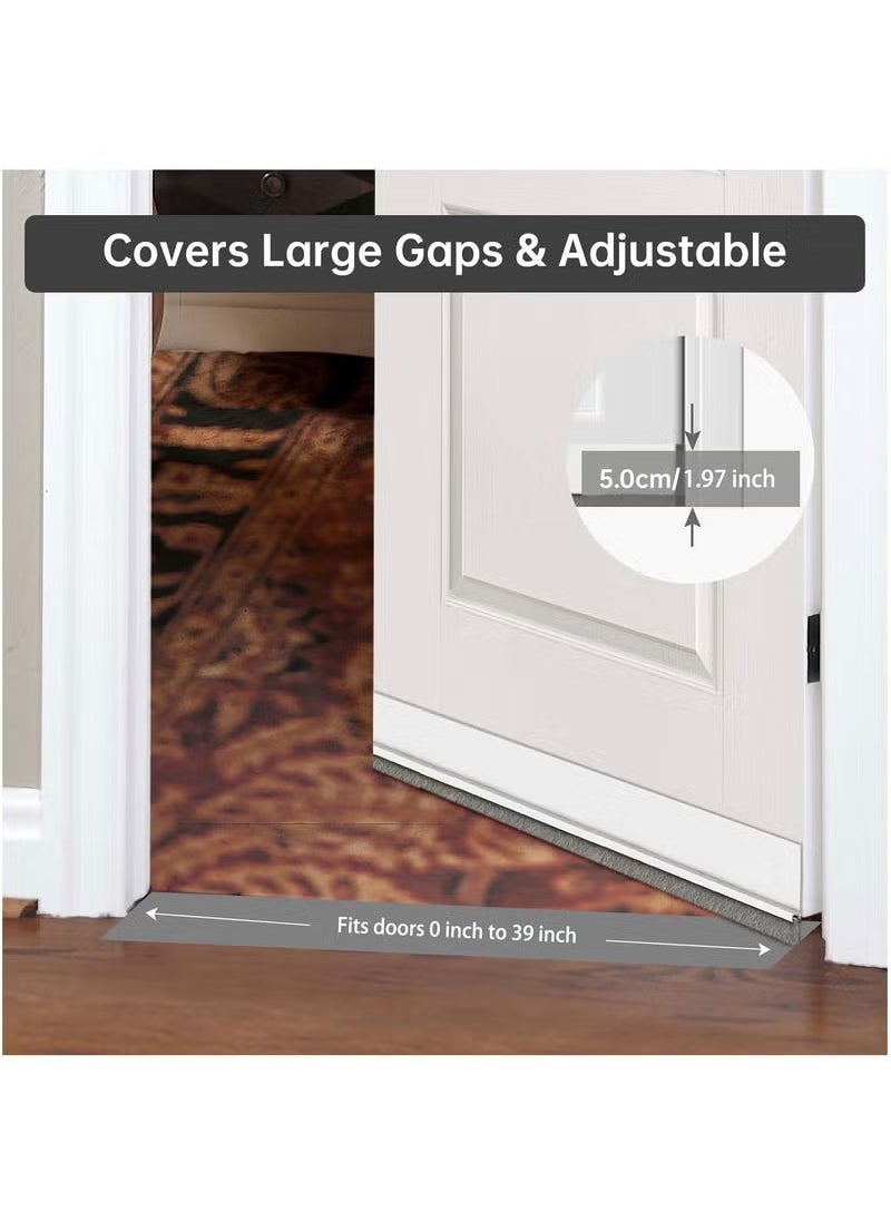 Arabest - Door Sweep for Bottom of Door, Integrated Design with Brush, Self Adhesive Under Door Draft Stopper, Door Seal Dust/Noise/Hot or Cold Air Insulation (White) - Image 1