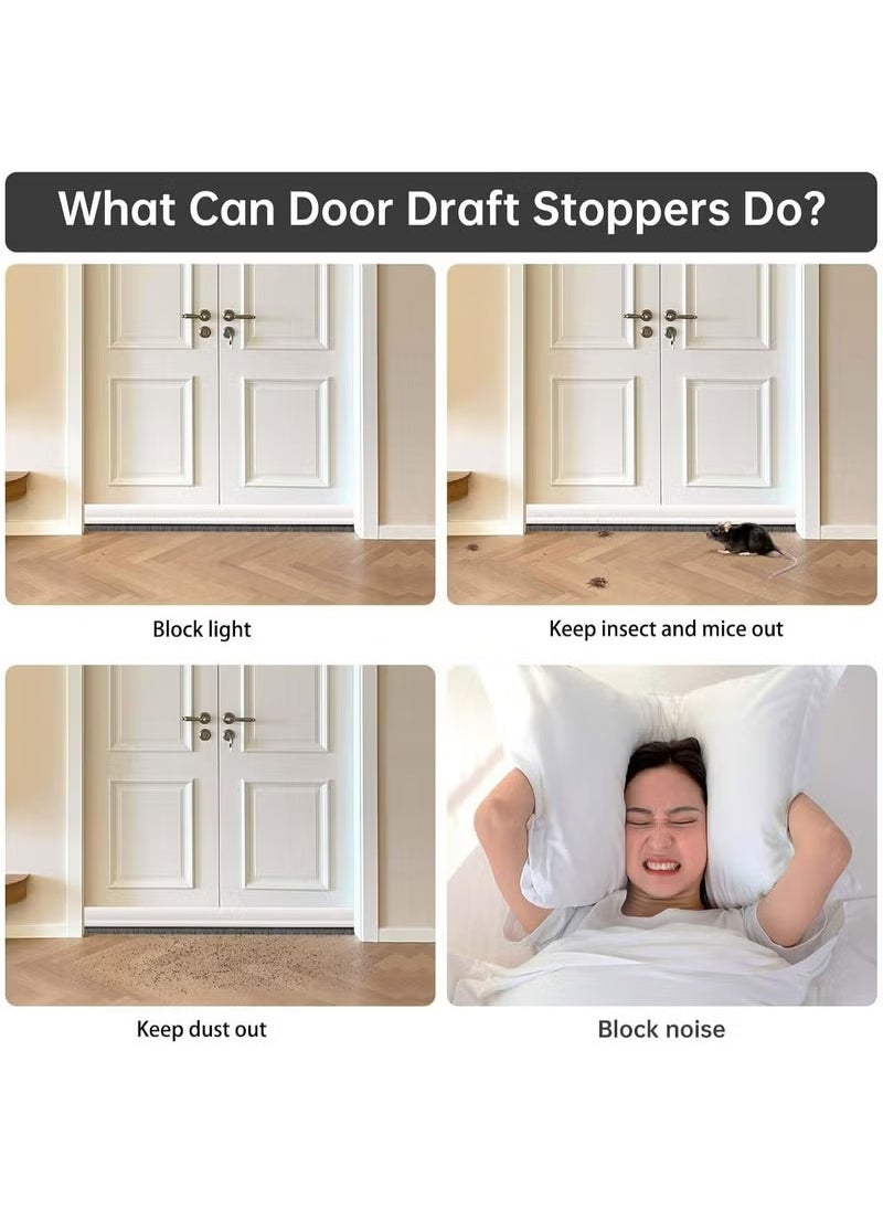 Arabest - Door Sweep for Bottom of Door, Integrated Design with Brush, Self Adhesive Under Door Draft Stopper, Door Seal Dust/Noise/Hot or Cold Air Insulation (White) - Image 1