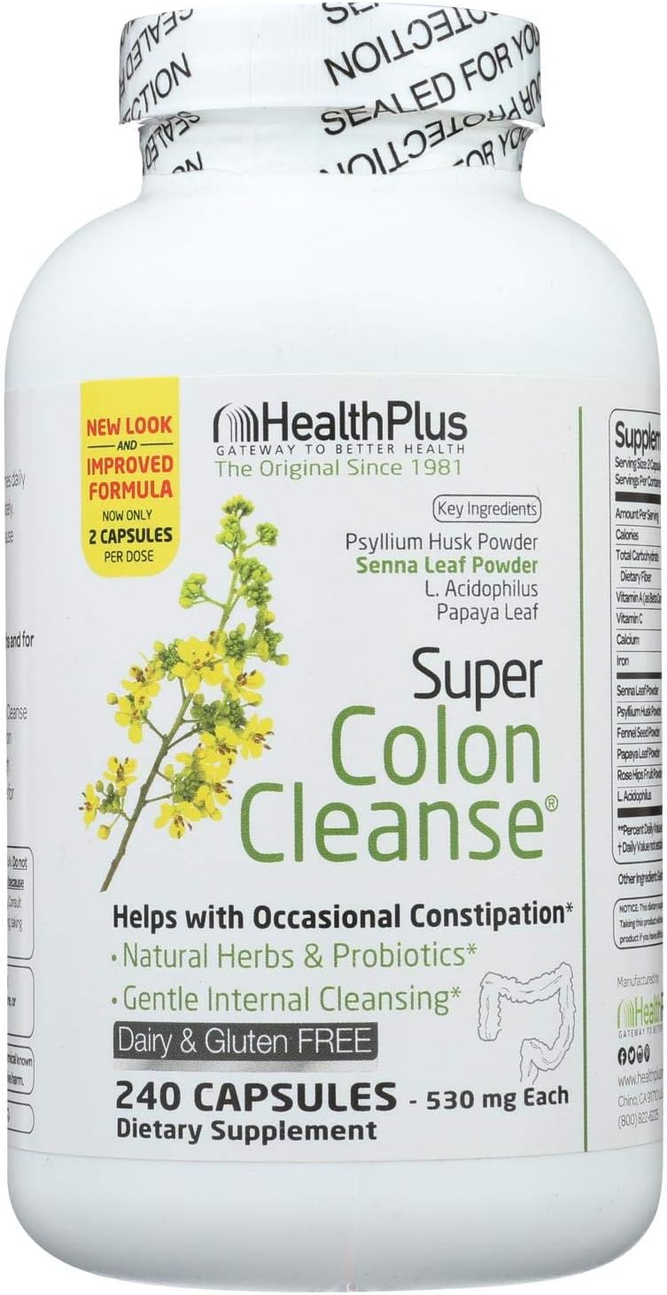Health Plus Super Colon Cleanse 10Day Cleanse Detox  18 Cleanses 720 Capsules Package may vary - Image 1