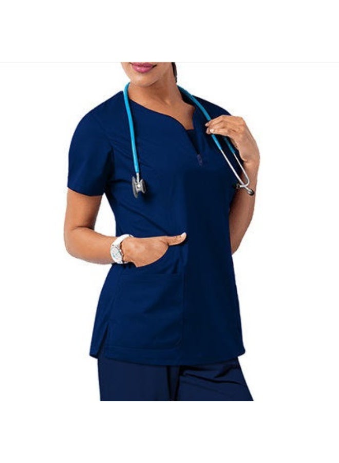Loquat Womens Medical Scrubs Set Medical Uniform Set Navy Blue - Image 1