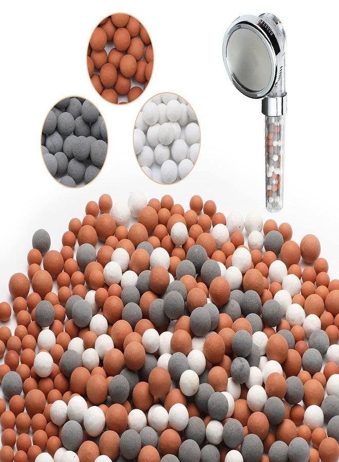 Patelai Replacement Anion Mineral Shower Head Bead Refills Purifying Water Mineral Bead Filtration Stone Ball for Filtered Shower Head, Diameter 7-8 mm(150.0 Grams,Orange, Gray, White) - Image 1