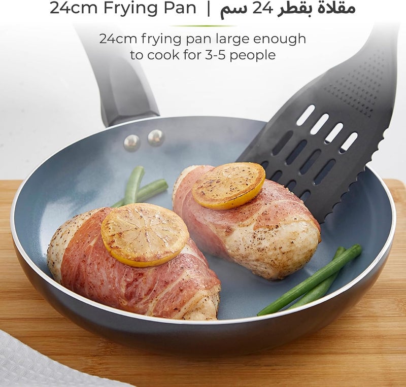 Tower Cerasure 24cm Aluminium Non-Stick Ceramic Frying Pan | Bonded Base | PFAS PFOA PTFE Free Skillet | All Kitchen Stovetop Compatible Fry Pan | Cool-Touch Handle | Dishwasher Safe | Graphite Grey - Image 3