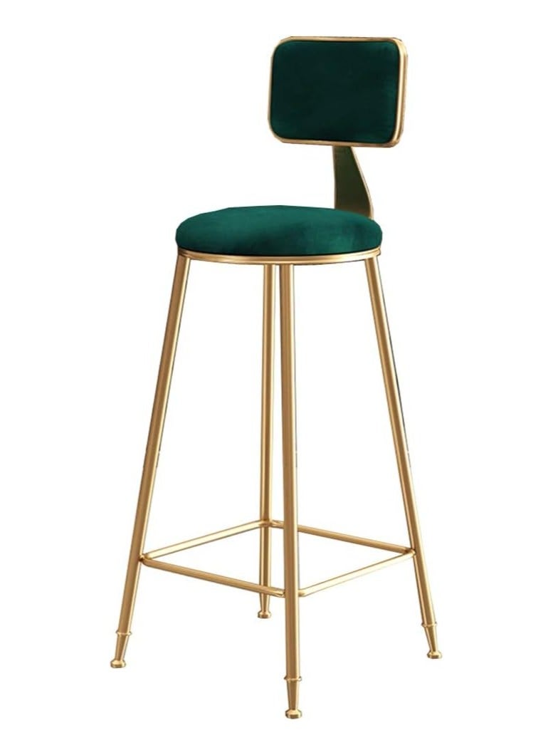 DubaiGallery Bar Stools Modern Velvet Home Bar Chair with Footrest Gold Legs Counter Stools Backrest Upholstered Bar Stool for Kitchen Island Living Room  - Image 2