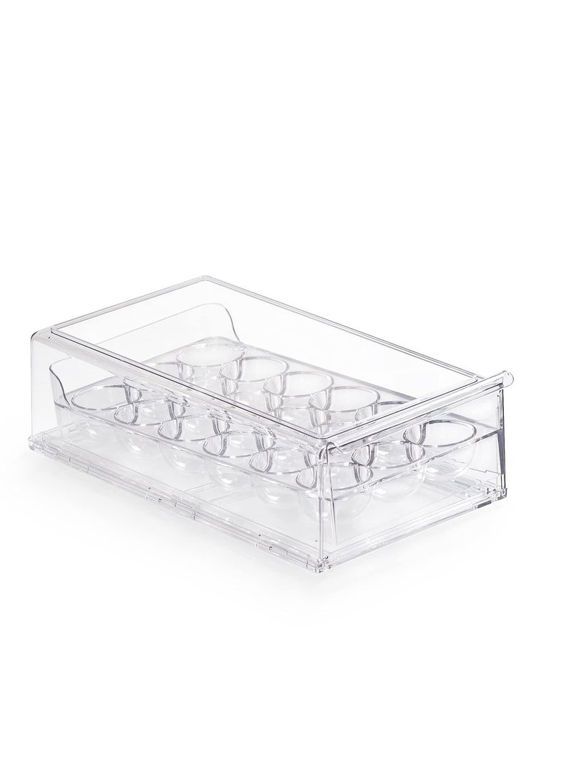 SYOSI Egg Container for Refrigerator BPA Free Refrigerator Organizer Bins,Stackable Egg Holder for Refrigerator,18 Egg Tray,Clear - Image 2